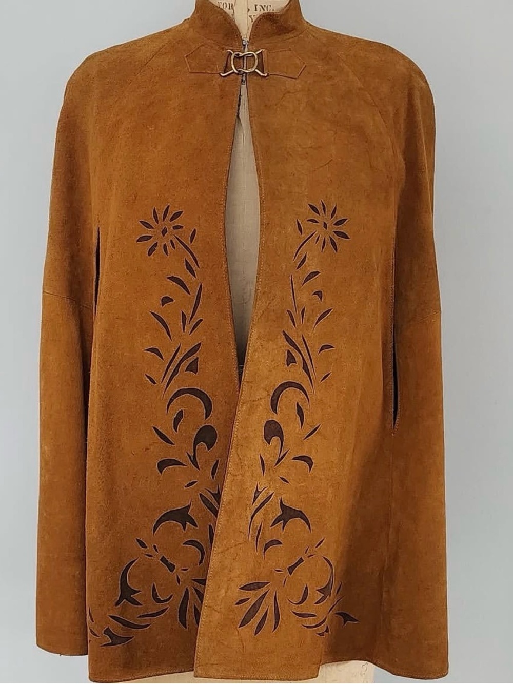 Women's Suede Cape Jacket in Chestnut Brown